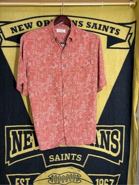 Caribbean•Men's•100% Rayon•Short Sleeve Casual Button-Down•Shirt•Sz L•Tropical